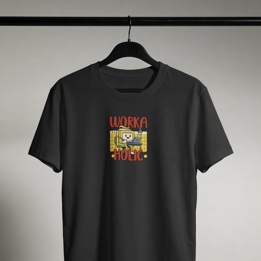 Workaholic Unisex Round Neck T-Shirt