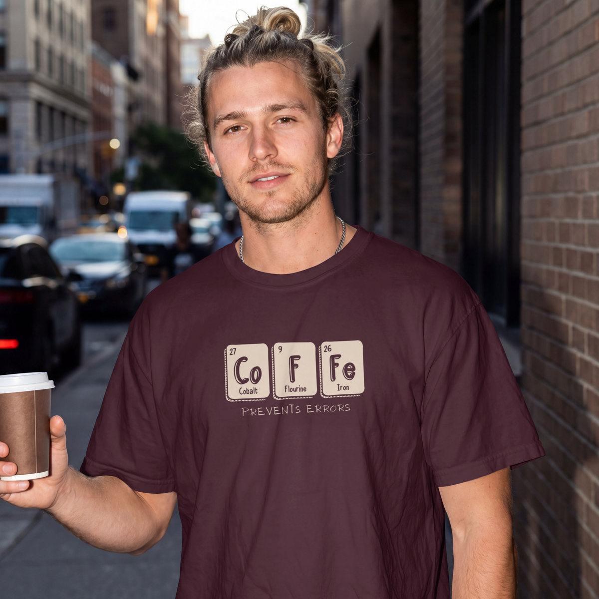 Coffee Prevents Errors Men's Round Neck T-Shirt